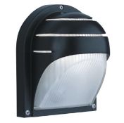 1 x Black Aluminium Ip44 Half Moon Outdoor Light With Ridged Opal Glass - Ex Display Stock - CL298 -