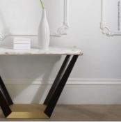 1 x PORADA Sayre Console Table With A Stunning Black Marble Top - Ref: 5568976/5568974 NP2/18 - CL08
