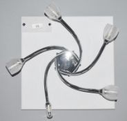 1 x ZAZI Chrome 5-Light Semi-flush Fitting With Tulip Glass Shades - Ex Display Stock - CL298 - Ref: