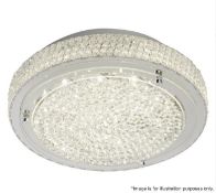 1 x Vesta Chrome Glass Led Flush Light With Crystal Centre Decoration - Ex Display Stock - CL298 - R
