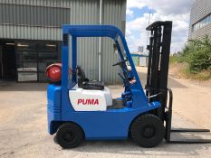 Puma Yang 1.5 Tonne LPG Forklift, 3.3 Metre Free Lift Duplex Mast