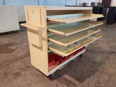 Lockable toolsafe with shelves and castors