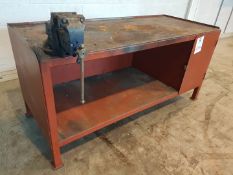 Steel Work Bench wth Vice and Cupboard