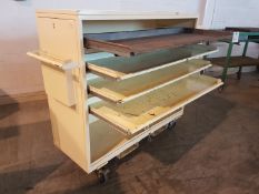 Lockable toolsafe with shelves and castors