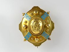 c1860 18 Carat Gold Enamel Multi-piece Monogrammed Brooch