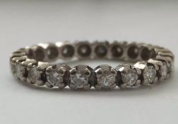 ANTIQUE 18 CARAT GOLD 3/4 CARAT DECO DIAMOND FULL ETERNITY RING 1920S