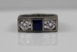 Sapphire & Diamond Three Stone Ring