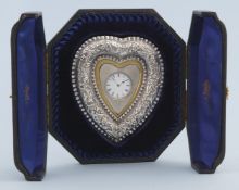 Silver Heart Shaped Desk Clock