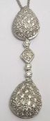 Antique 1.50ct Diamond 18k White Gold Pendant & Chain