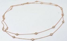 Diamond Station Necklace Set in 14k Rose Gold