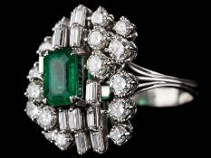 1978 Fine 2.2ct Emerald & 3.7ct Diamonds on 18ct Ring