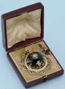 Gold and Enamel Verge Ball Watch and Chain