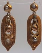 Victorian 15ct Gold Antique Pearl Earrings