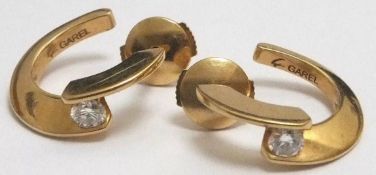 18k 18ct Yellow Gold French Designer Garel Diamond Earrings