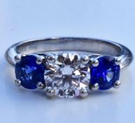 Tiffany & Co Diamond & Sapphire Engagement Ring