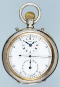 Unusual Silver Patent Chronograph pocket watch