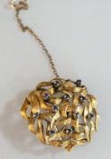 Sapphire Set 14ct Gold Brooch