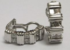 18ct Gold Diamond Earrings 18k White 1.80ct Princess Cuts