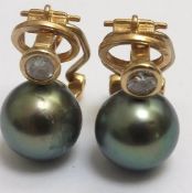 18k Pearl and Diamond 18ct Yellow Gold Earrings