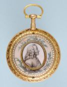 Rare Gold and Enamel Swiss Verge with Portrait of Voltaire