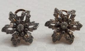 Antique Diamond Daisy Earrings 14ct Gold