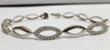 French 18k Gold Brilliant Cut Diamond Bracelet