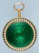 Gold and Enamel Watch Pearl Set Pocket Watch