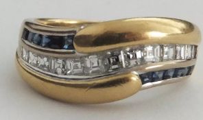 Vintage Sapphire & Diamond 18ct Gold Ring Ring Size L