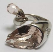 18ct Gold Diamond Pink Kunzite Ring