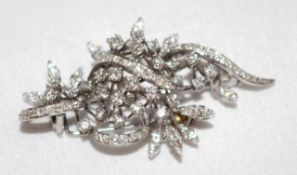 Diamond Set Foliate White Gold Brooch 18ct