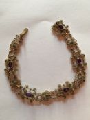 Murrle Bennett Amethyst & Peridot 9CT Gold Bracelet