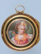 Very Fine Triple Cased Gold Verge Pocket Watch with Enamel Miniature