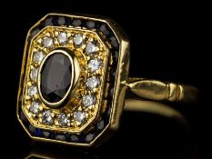 c1890 French 18 Carat Gold Sapphires & Diamonds Ring
