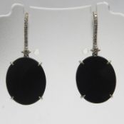 18ct Gold Onyx and Diamond Earrings
