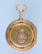 Gold and Enamel Stone Set Verge Pocket Watch