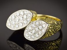 18 Carat Gold 32 Diamond Double Oval Ring