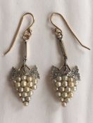 15ct Gold Platinum & Pearl Antique Earrings