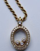 Chopard Happy Diamonds Pendant Necklace Set in 18k Yellow Gold