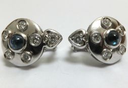 Sapphire and Diamond Gold Earrings