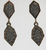 Vintage 1 ct Brilliant Cut Diamond 14k Gold Dangly Earrings