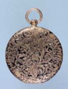 Gold and Enamel Digital Dial Cylinder Pocket Watch