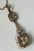 Emerald Cut Smokey Quartz Gold Necklace
