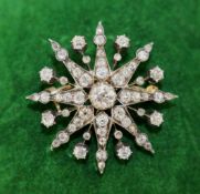 Diamond Eight Pointed Star Brooch 19th c