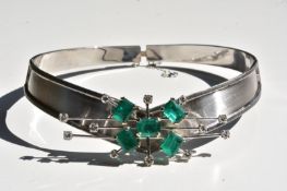 Emerald & Diamond Choker Set in 14k White Gold