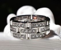 Cartier Maillon Panthere Three Row Half Diamond Ring