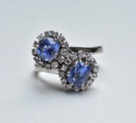 Sapphire & Diamond Ring Set in 18k White Gold
