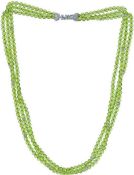 Gilbert Albert Peridot Beaded Necklace set in 18k White Gold