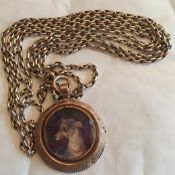 Victorian Long Guard 9ct Gold Muff Chain Locket Pendant Necklace