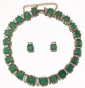 Emerald and Diamond Bracelet Set in 14k Yellow and White Gold
