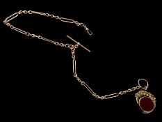 c1890 Victorian 9ct Rose Gold Albert Watch Chain & Fob